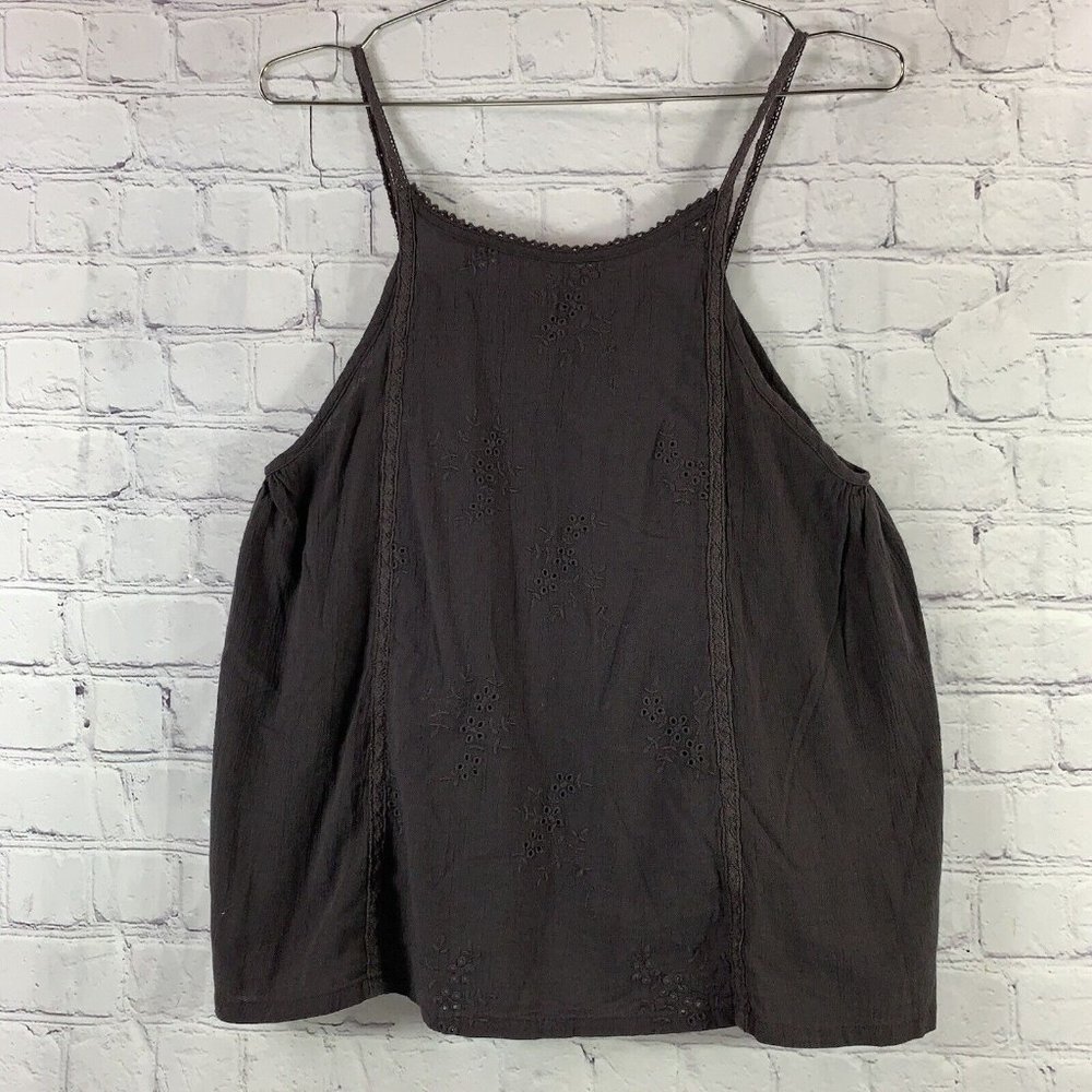 Roxy Swing Tank Top Women's  Brown Spaghetti Straps Logo Size Small